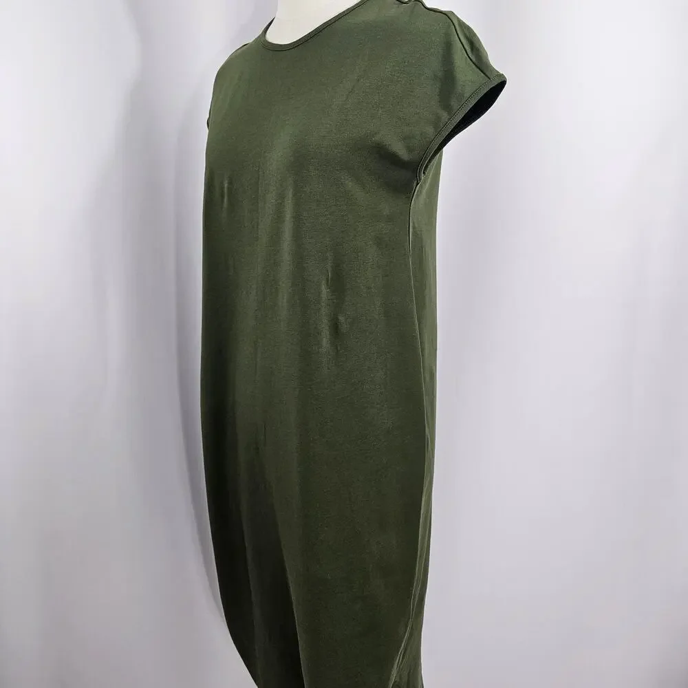 Universal Standard Geneva Green Asymmetrical Cotton Midi Dress Size 4XS/0 NWT - Picture 4 of 13